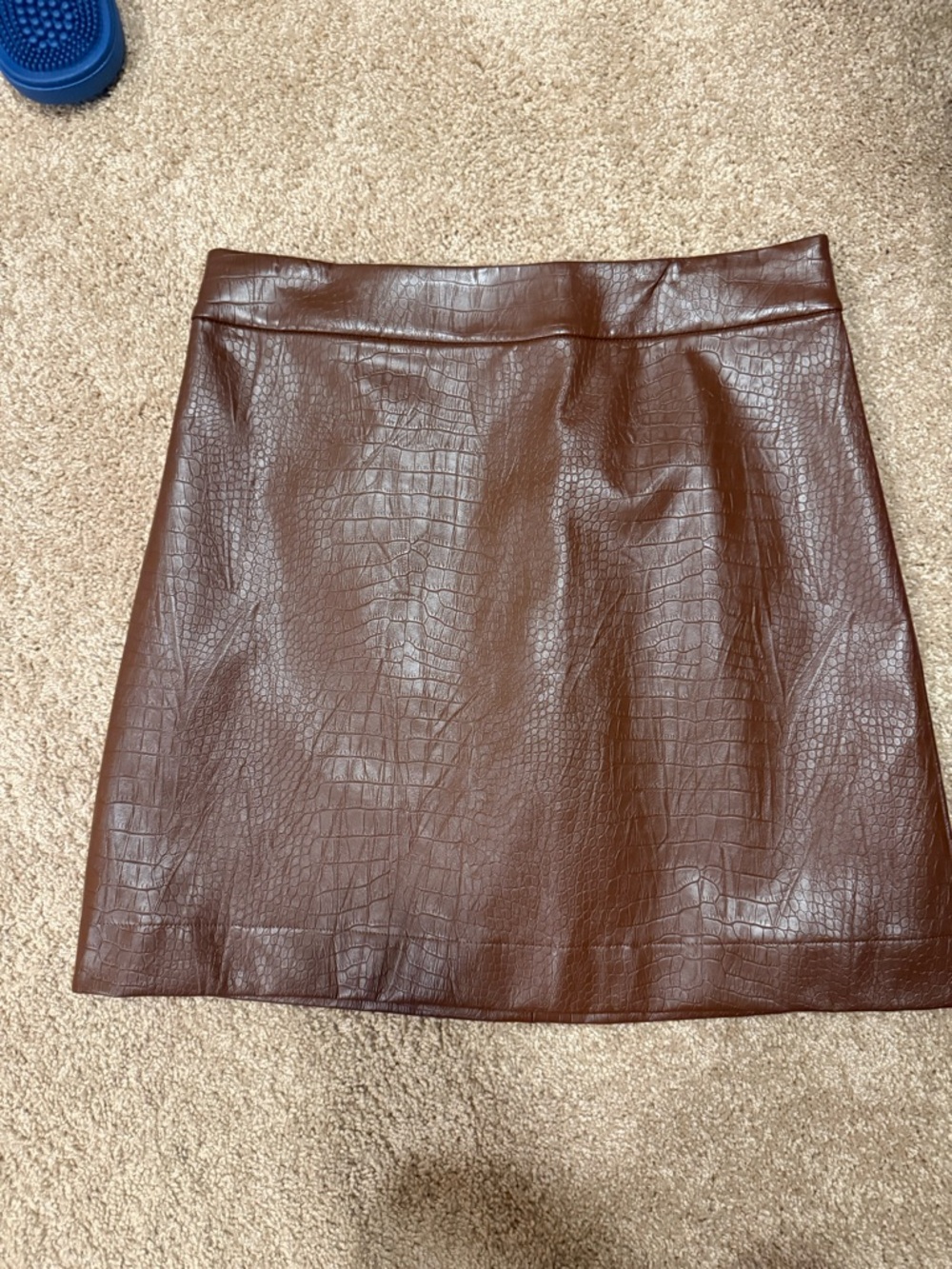 J. Crew Brown Croc-Embossed Faux Leather Mini Skirt
